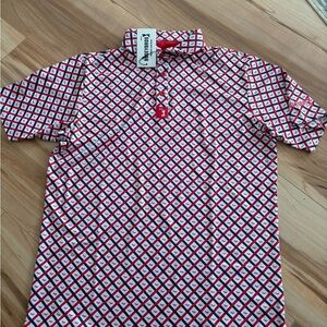 Men's Geometric Red and White Polo Shirt